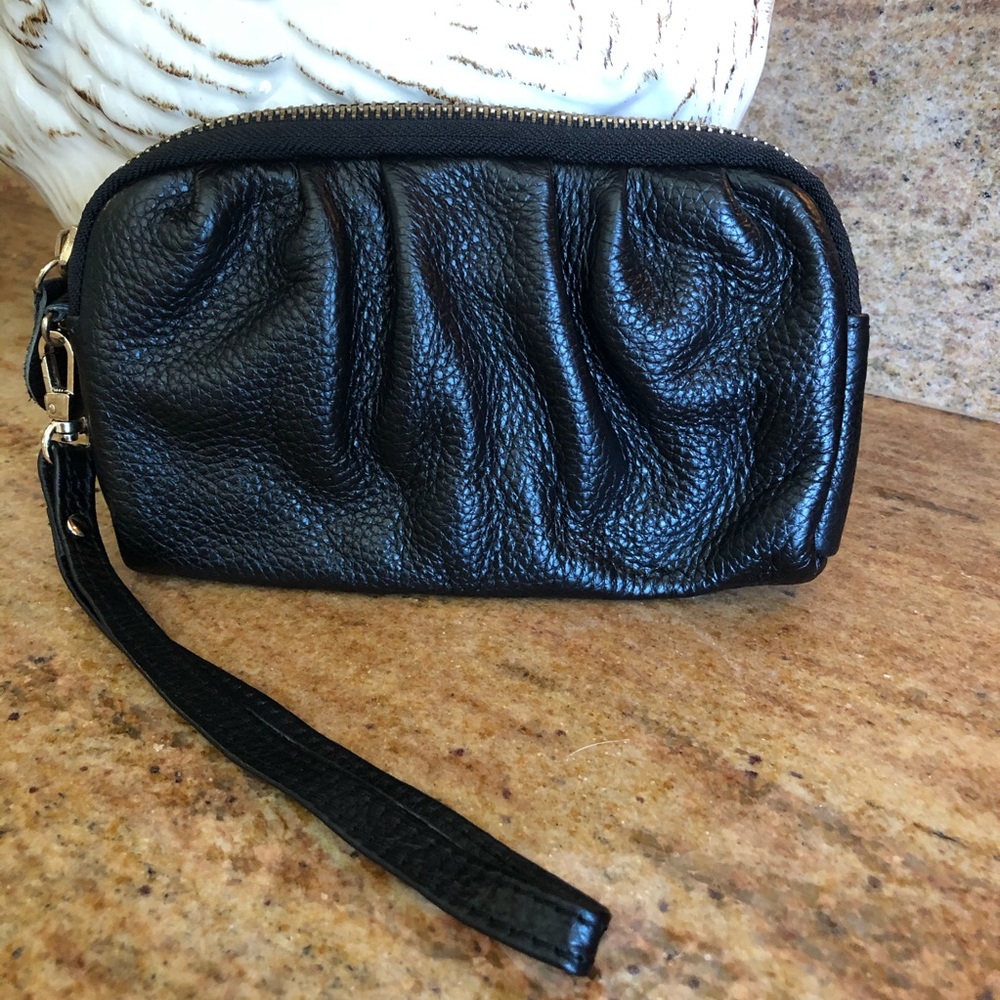 Black Leather Wristlet